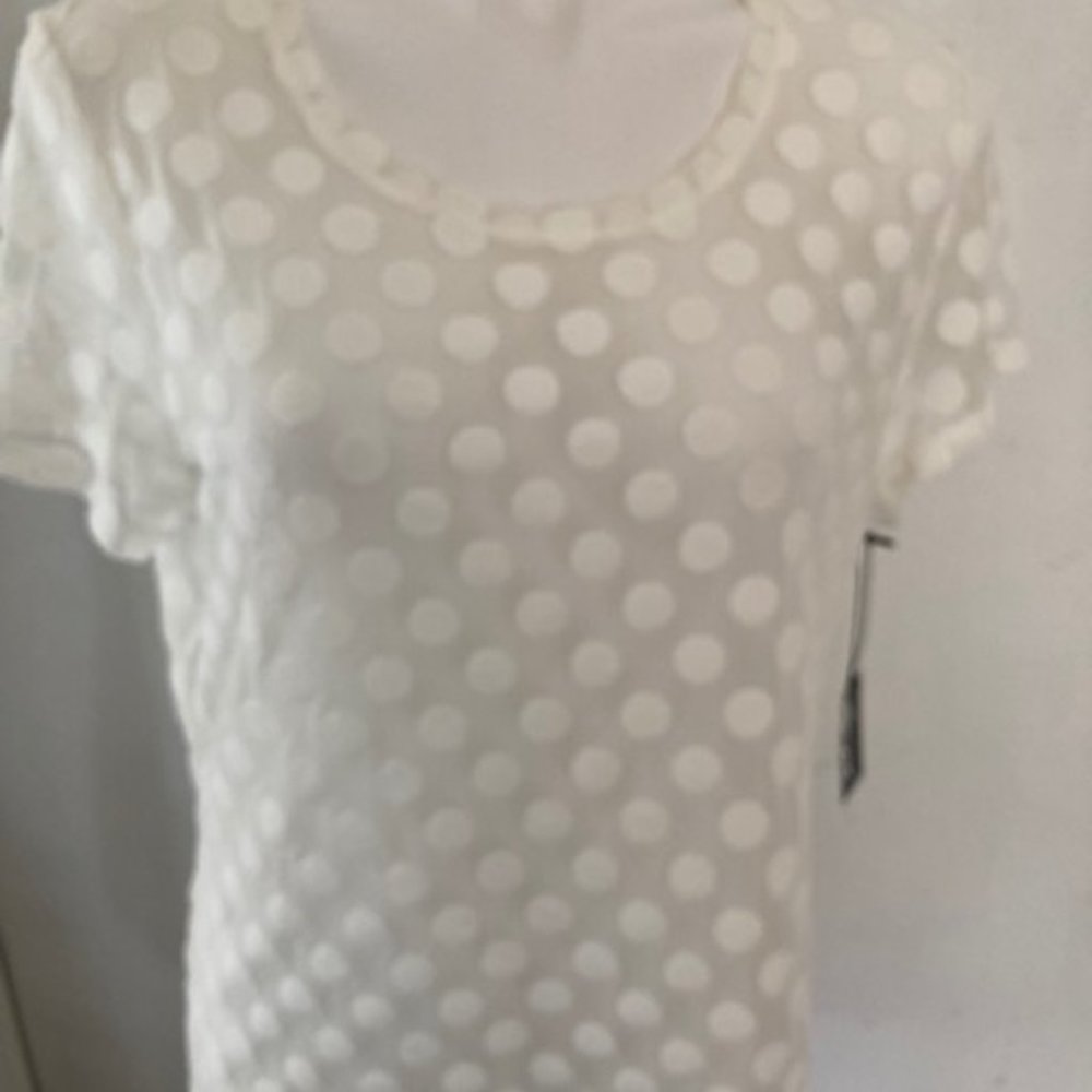 NWT - LORD & TAYLOR POLKA DOT SHEER BEACH COVER UP TOP - Sz XL